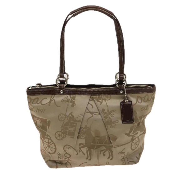 Vintage Coach Signature Satin Horse and Carriage Print Shoulder Bag - Picture 1 of 13